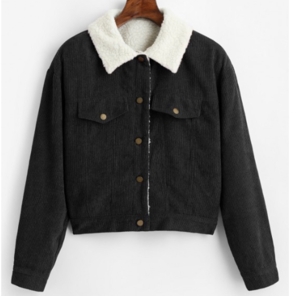 ZAFUL Fuzzy Corduroy Jacket